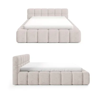 Produktbild von Dekori Polsterbett 160x200 NUBO PREMIUM Wolkenbett mit Bettkasten, Chenille Stoff - Hellbeige (Perfect Harmony 02)