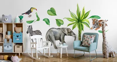 Produktbild von Muralo Wandsticker Bunte Tierwelt 125 x 250 cm Wandtattoo Wanddeko Aufkleber Set Kinderzimmer XXL