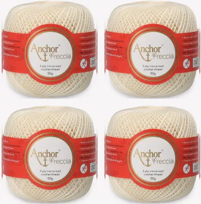 Image de 4 pelotes d'Anchor Freccia 6 – Fil de coton fin pour les projets au crochet (couleur 06650)
