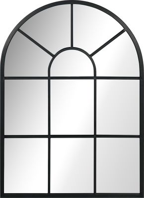 HOMCOM Wandspiegel Fensterspiegel 70 x 50 cm Dekorativ Spiegel mit Metallrahmen Hängespiegel für Wohnzimmer, Schlafzimmer, Schwarz