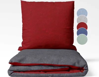 Produktbild von sleepling Biber Bettwäsche, Feinbiber 200 x 200 cm, Wendebettwäsche dunkelrot-dunkelgrau, 2 Bettbezüge und 2 Kissenbezüge 80 x 80 cm