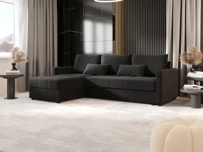 Zdjęcie produktu dla BEDANTE narożnik MOS L BIS Itaka 27 ciemnoszary lewy z funkcją spania sofa w kształcie litery L ze schowkiem pojemnik na pościel salon sofa kanapa rozkładana pojemnik na pościel kanapa