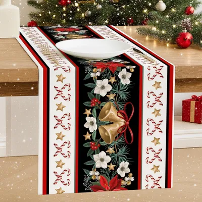 Zdjęcie produktu dla Bieżnik świąteczny, choinka, kolor czerwony, 33x183 cm, poliester