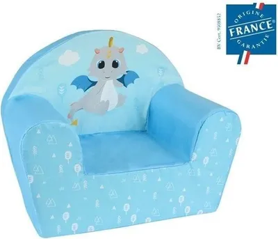 Image de Fauteuil Club Enfant LEON LE DRAGON, Mousse Légère, 42 cm x 52 cm x 33 cm, Bleu