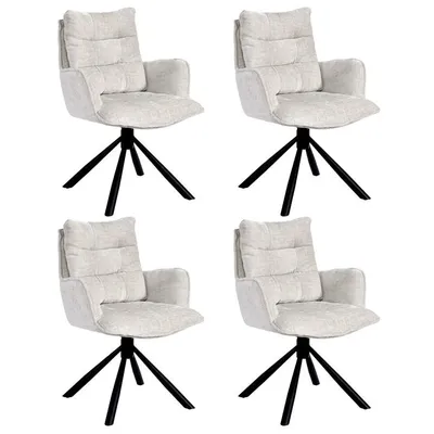 Produktbild von Duhome Esszimmerstuhl 360° Drehbar Loungesessel 4er Set Chenille Stuhl mit Rückstellfunktion für Büro Küche Wohnzimmer Schlafzimmer, Weiß