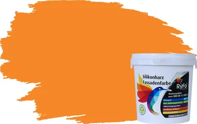 Produktbild von RyFo Colors Silikonharz Fassadenfarbe Lotuseffekt Trend Orangetöne Sanddorn 1l  - bunte Fassadenfarbe, weitere Orange Farbtöne und Größen erhältlich, Deckkraft Klasse 1