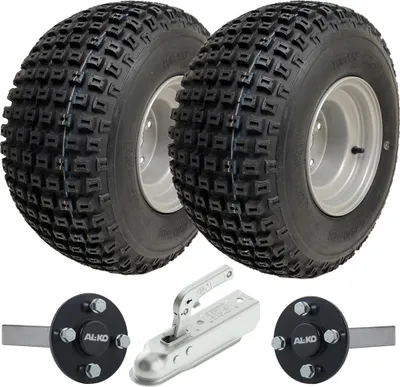Immagine prodotto di 18x9.50-8 Kit rimorchio quad ATV Ruote piene ALKO Mozzo e assali a stelo Gancio di traino 204kgs