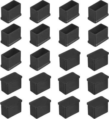 Produktbild von 20 Stück Stuhlbeinkappen Eckig, Stuhlbeinkappen Rechteckig, Schutzkappen für Stuhlbeine, Schwarz Stuhlbeinschoner, PVC Bodenschoner, Verschleißfest, Keine Kratzer, 15 x 30mm
