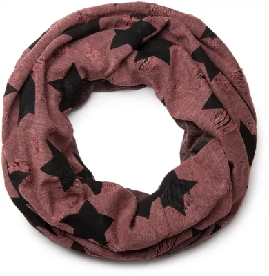 Produktbild von styleBREAKER Loop Schal mit Sterne und Punkte Muster, Vintage Look, Wendeschal, Schlauchschal, Uni 01018080