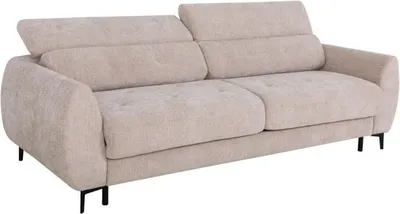 Produktbild von Express-Sofa - 2/3 Plätze - SAFIA - Waffelstoff - Beige - 15 cm Matratze - 206 x 105 x 76/94 cm - DUNLOPILLO