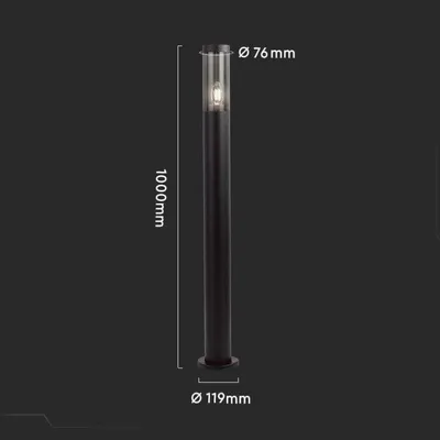 Image de Borne de Jardin Noire IP44 100cm pour Ampoule E27