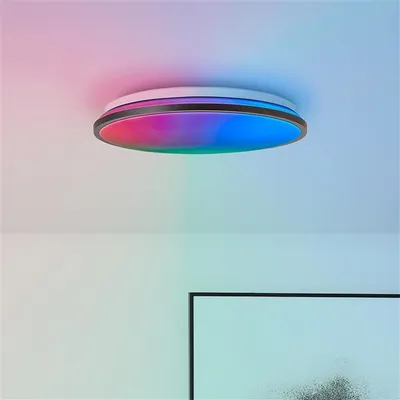Zdjęcie produktu dla BRILLIANT nowoczesna lampa sufitowa LED HEIDA | czarna lampa sufitowa z funkcją pamięci | barwa światła regulowana pilotem | średnica 40 cm | 24 W 2500 lumenów 3000 - 6500 lumenów | metal/plastik