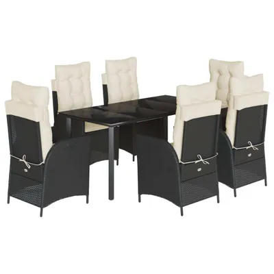 Produktbild von vidaXL 7-tlg. Garten-Essgruppe mit Kissen Schwarz Poly Rattan