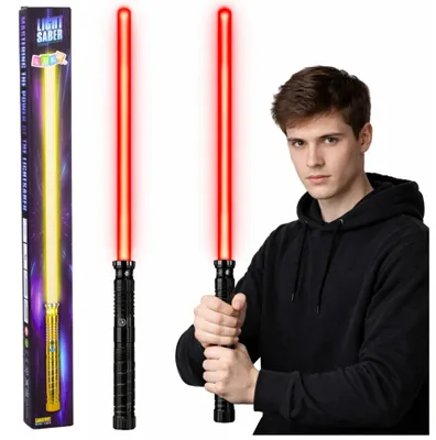 Produktbild von LED-Laser-Lichtschwert mit Soundeffekten, Metallgriff, 75 cm