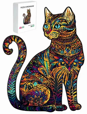 Obrázek produktu pro Pasjo24 Dřevěná puzzle kočka, 115 dílků, dárek pro děti