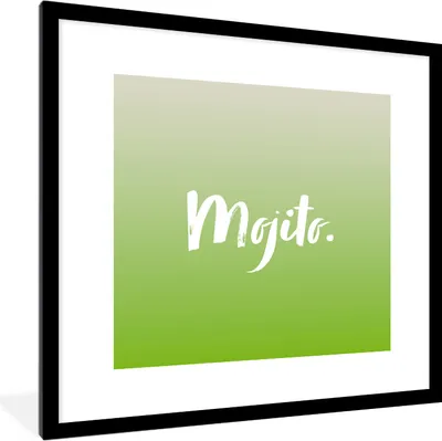 Produktbild von MuchoWow® Gerahmtes Poster Text - Mojito - Zitate - Alkohol - Cocktail 40x40 cm - Poster mit Schwarzem Bilderrahmen Wandposter Rahmen Foto Bilder - Poster - Plakat im Rahmen