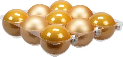 Produktbild von 9 Christbaumkugeln 10cm Glas Weihnachtskugel Kugel Baumschmuck 100mm Weihnachten, Farbe:safran