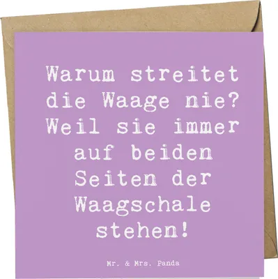 Produktbild von Mr. & Mrs. Panda Glückwunschkarte Spruch Waage Harmonie - Lavendeltraum - Geschenk, faltkarte, anlasskarte, Balance, Klappkarte, Diplomatie, Horoskop, Grußkarte