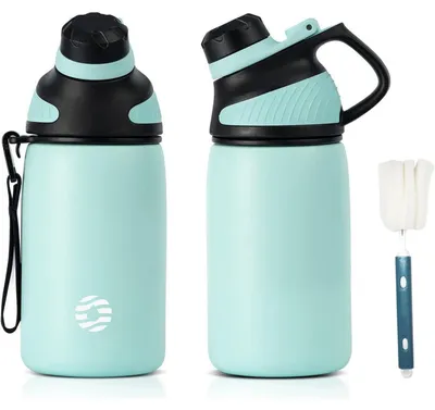 Produktbild von Edelstahl Trinkflasche Sport Magnetischer Deckel 400 ml BPA-Frei Auslaufsicher Kohlensäuregeeignet Thermo Grün