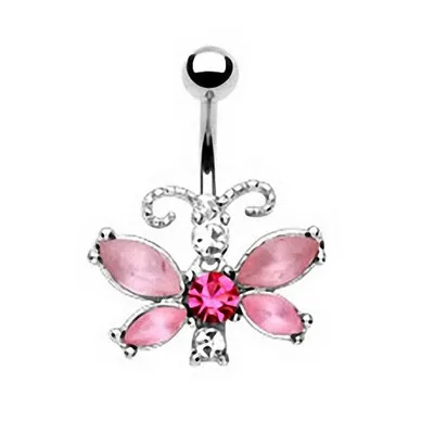Produktbild von Taffstyle Bauchnabelpiercing Bauchnabelpiercing Stecker Kristall Schmetterling, Pink