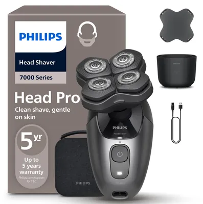 Produktbild von Philips Kopfrasierer Head Shaver Pro Serie 7000 HS7980/15 – 360°-Schneidkopf, ComfortCut-Klingen, 90 Min. Laufzeit, IPX7, Schwarz
