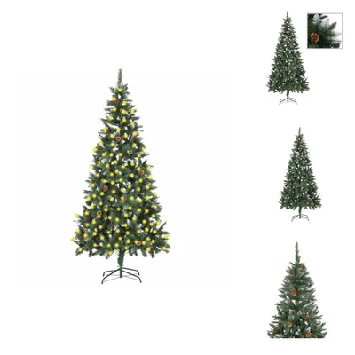 Produktbild von vidaXL Weihnachtsbaum Gefrostet mit Beleuchtung & Zapfen 210 cm -  Weihnachtsbäume