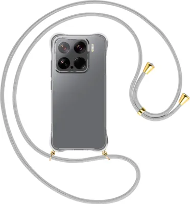 Produktbild von Handykette Backcover-Schutzhülle mit Band (Metall goldfarben) für Xiaomi 15 5G - silbergrau