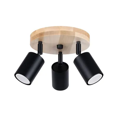 Zdjęcie produktu dla Reflektor spot VERDO czarna-drewno 3xGU10x10W metal wym:17x33x33cm IP20 Sollux Lighting
