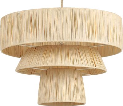 BELIANI Hängeleuchte Natürlich Papierschirm 1-Flammig Wasserfall-Optik Trommelform Rund Langes Kabel Modern Boho Beleuchtung Leuchte