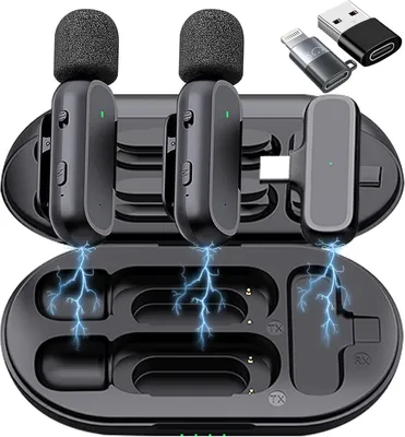 Produktbild von Bluetooth Kabelloses Lavalier Mikrofon, Mini Ansteckmikrofon, mit Ladehülle Handy-Live-Stream für iOS/Android