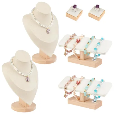 6-teiliges Holz-Schmuckdisplay-Set, Kettenhalter, Armbandständer, Ringhalter
