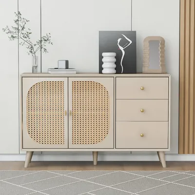 Productafbeelding van Dressoir, commode, hoge kast, opbergmeubel, TV-meubel, deuren, lades, veel opbergruimte, breedte 120 cm