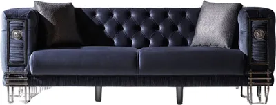 Produktbild von Villa Möbel Sofa Löwe Anthrazit 3-Sitzer Handmade, pflegeleichter Mikrofaser Samtstoff, inkl. Kissen