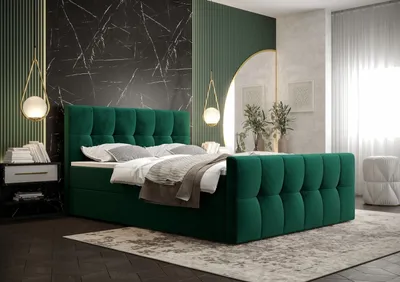 Zdjęcie produktu dla Eleganckie łóżko małżeńskie ELIONE – 160 x 200, zielone