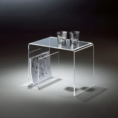 Produktbild von Hochwertiger Acryl-Glas Beistelltisch mit Zeitungsfach, klar, 48 x 32 cm, H 38 cmAcryl-Glas-Stärke 8 mm