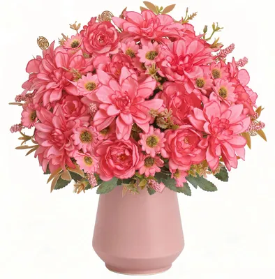 Kunstblumen-Dahlienstrauß, 4 Bund, Seide, 31 cm, für Dekoration
