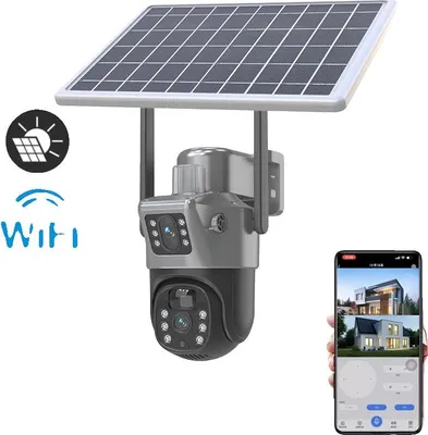 Zdjęcie produktu dla Bezprzewodowa kamera słoneczna PTZ, podwójny obiektyw, inteligentne wykrywanie ruchu, EXF WIFI