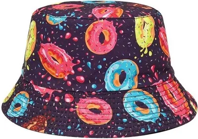 Zdjęcie produktu dla Stylowa czapka Donuts - Czarna/Wielokolorowa Bucket Hat KP23040