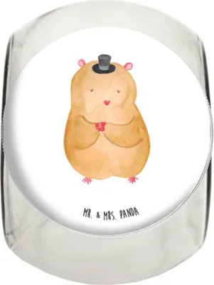 Produktbild von Mr. & Mrs. Panda Bonbonglas Hamster Hut XL 2000ml - Weiß - Geschenk, Zauberer, Frischhaltedose, Magier, Lebensmittelbehälter, Vorratsdose, Bonboniere, Kaffeedose