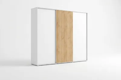Zdjęcie produktu dla Szafa A24 biała/caft złoty, przesuwna - 278 x 62 x 215 cm