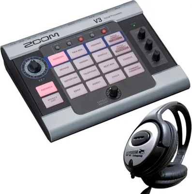 Produktbild von Zoom V3 Vocal Processor Effektgerät mit Kopfhörer