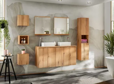 Immagine prodotto di COMAD | set di mobili da bagno, mobile lavabo + pensile + mensole, NOVA OAK