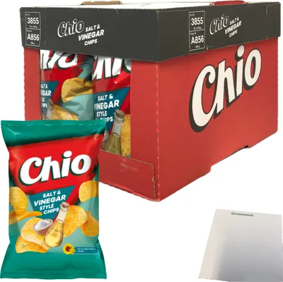 Produktbild von Chio Chips Salt & Vinegar Chips 10er Pack (10x150g Packung) + usy Block