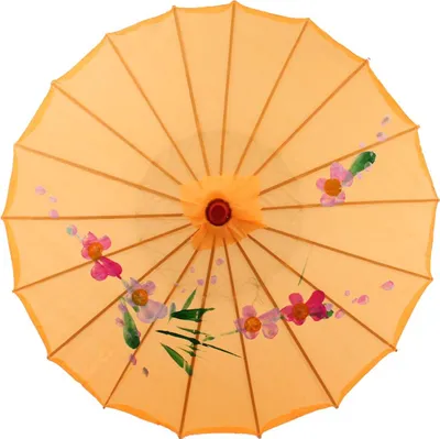 Produktbild von Deko Schirm klein 120b aus Kunstfaser wasserfest gelb Bambus Ø55 cm