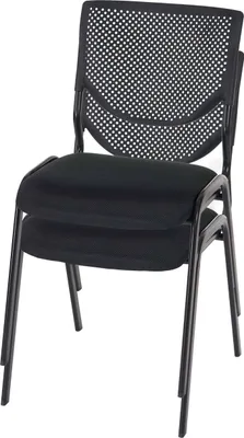 Produktbild von 2er-Set Besucherstuhl T401, Konferenzstuhl stapelbar, Stoff/Textil  Sitz schwarz, Füße schwarz