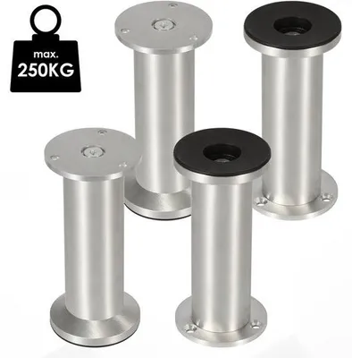 Image de Pieds de table en aluminium - Pieds de table réglables 200 mm - Lot de 4 - couleur argent