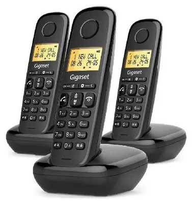 Produktbild von Gigaset Start 100 Trio Schwarz DECT + 2 zusätzliche Mobilteile