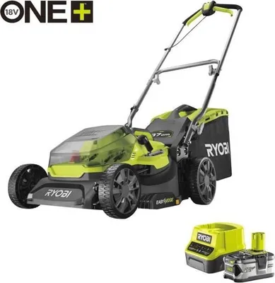 Zdjęcie produktu dla Kosiarka akumulatorowa RYOBI 18 V ONE+, szerokość koszenia 37 cm, z funkcją mulczowania, akumulator 4,0 Ah, ładowarka 2,0 A, RY18LM37A-140