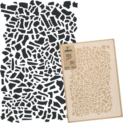 Produktbild von Große Malschablonen L 59x95 cm, Holz Terrazzo Retro Muster, Wiederverwendbare Kunststoff Wandschablone