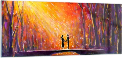 Produktbild von Bilder auf glas - Wald Baum Natur - 100x40cm - Glasbilder - Wandbilder - Kunstdruck - zum Aufhängen bereit - Wanddekoration aus Glas - Glas Bilder - Wandbild auf Glas - Einteilig - GAB100x40-3965